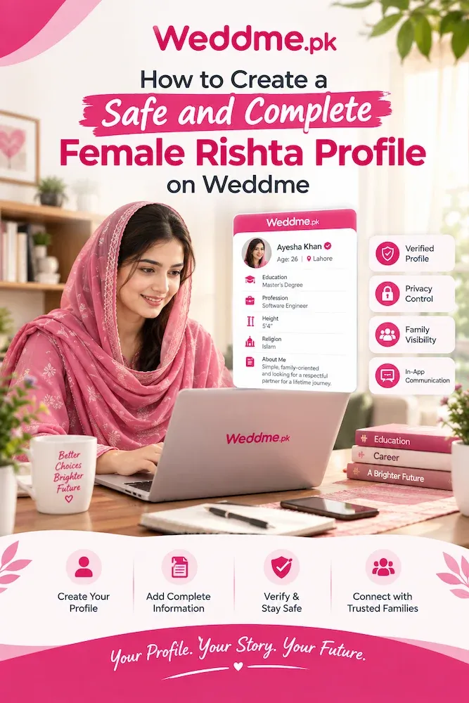 How to Create a Safe and Complete Female Rishta Profile on Weddme